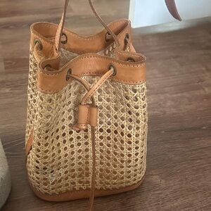Tan Woven Bucket Bag
